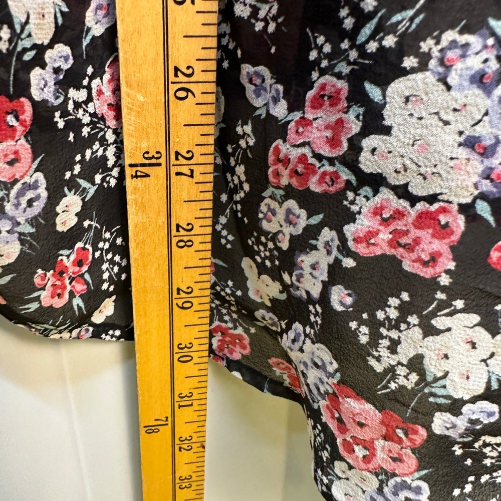 Equipment Femme Black Romantic Floral Whimsigoth 100% Silk Blouse Shirt Medium - Picture 7 of 8